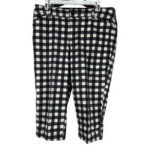 St. Johns Bay Womens Black & White Checkered Capri Pants Size 12